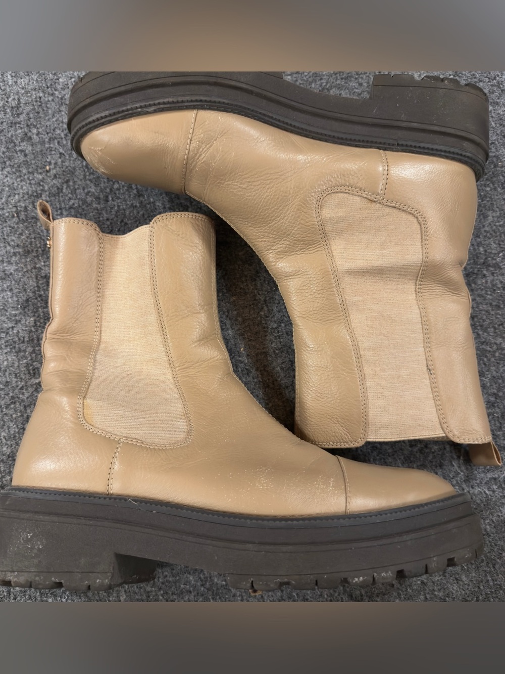 Sam Edelman Chelsea Platform Pull On Ankle Boots Tan Size 10